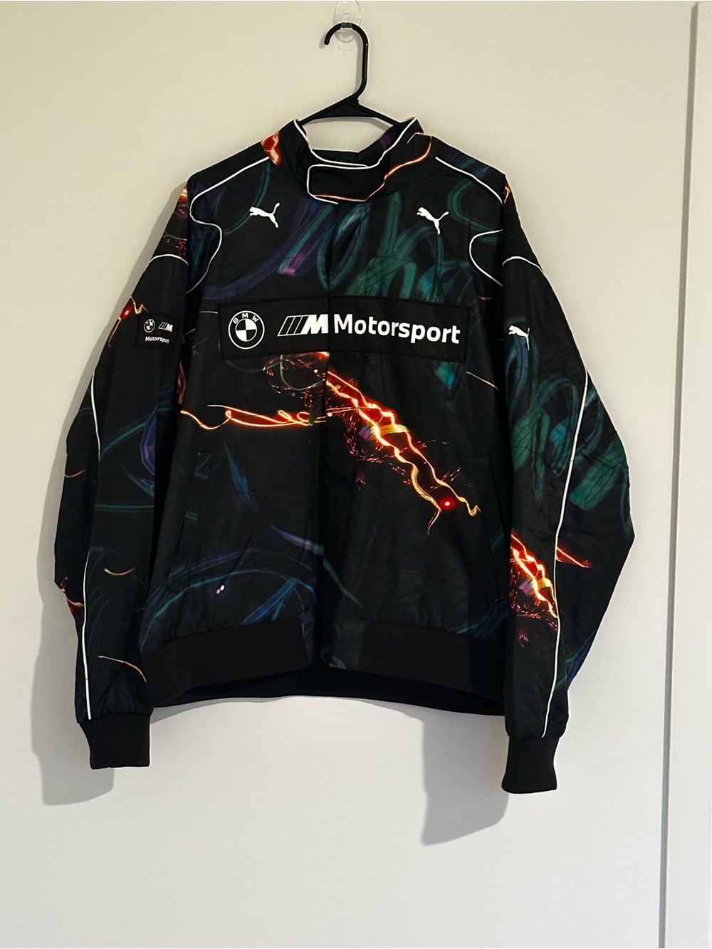 Puma Black BMW XL Motorsport Graphic Performance Jacket with Neon Accents
